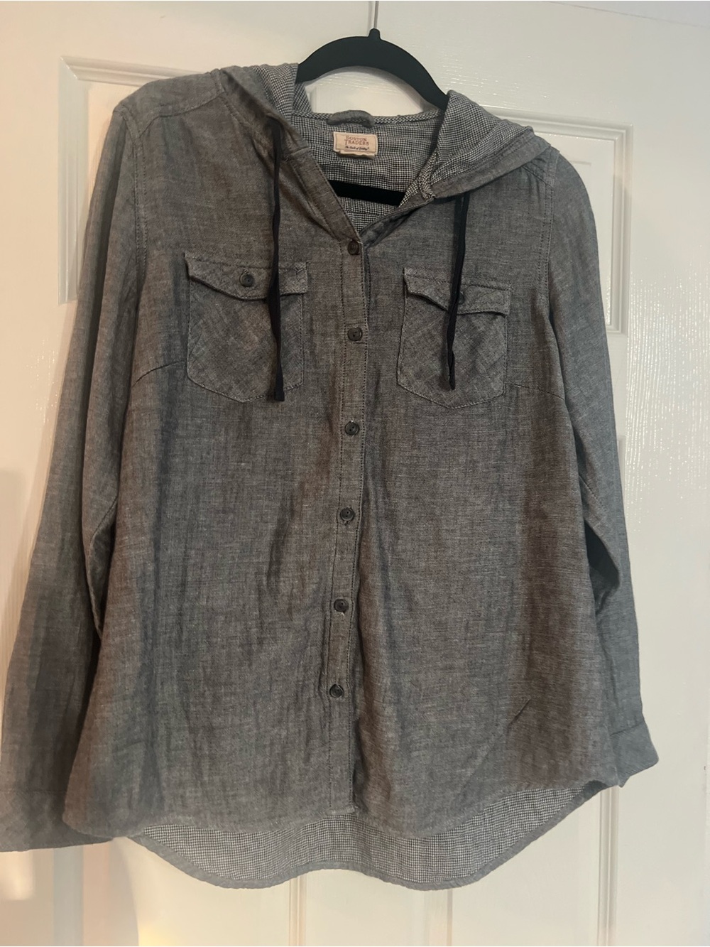 Boston Traders Gray Hooded Button-Up Utility Jacket